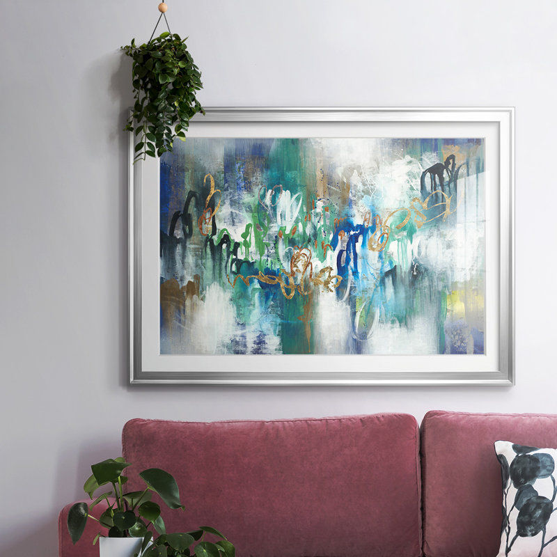 Impression encadrée Felicity avec cadre biseauté et verre, Argent, H 27 po x l 39 po x P 1,5 po
