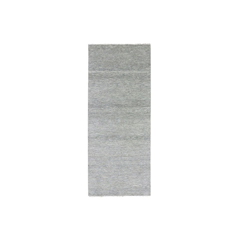 Tapis de couloir gris en laine nouée à la main 4 pi 1 po x 12 pi 1 po 92A00A8250A8449CA4B40E3C15D7E682