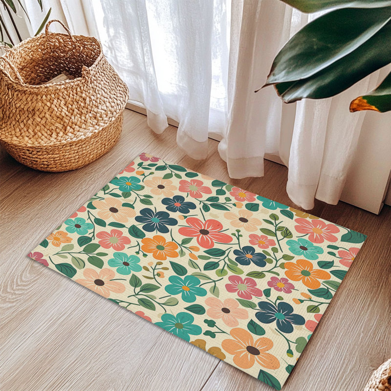 Tapis tressé Floral Field of Spring, Rectangulaire 3 pi x 5 pi