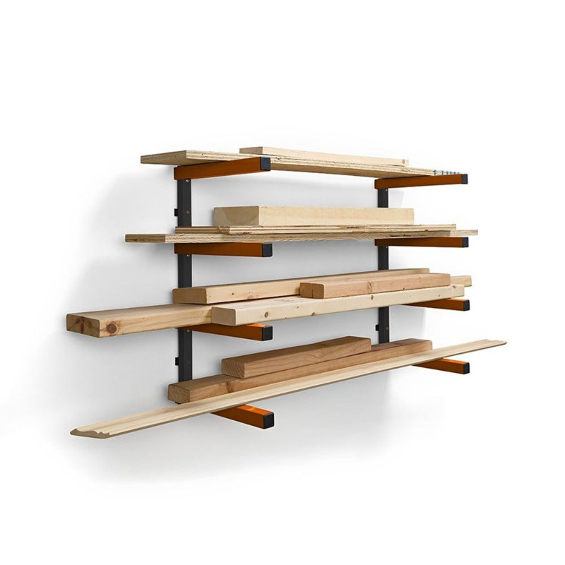 Material Rack Wall Mount Storage System And Lumber Storage Rack - PBR-0410, Orange/Grey