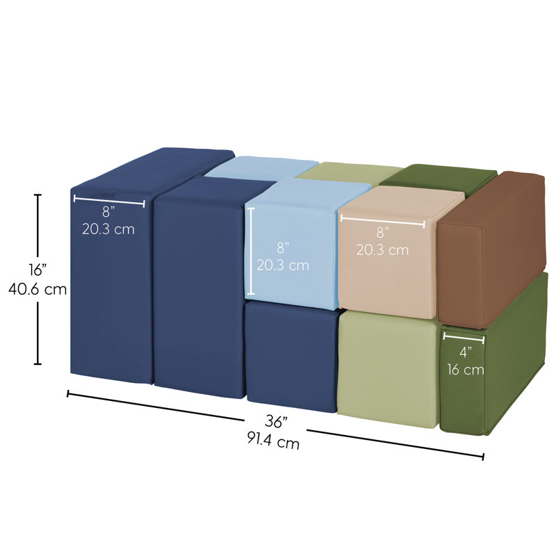 Ensemble de 12 grands blocs SoftScape, Ton de couleur terre
