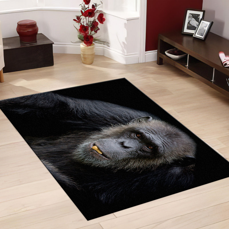 Modern Abstract Floral Print Non-Woven Thin Type Rug Ideal for Living Room and Bedroom Decor, Rectangle 2'8" x 3'11"