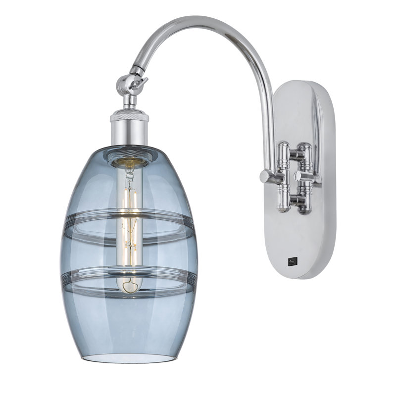Dundrod Steel Armed Sconce, Princess Blue, Polished Chrome