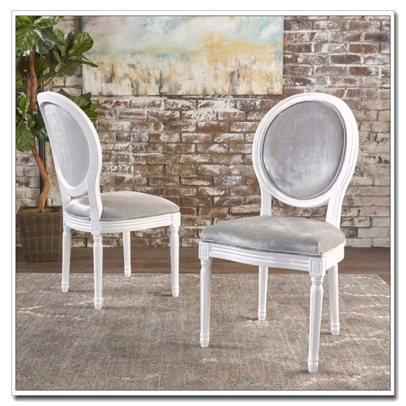Ensemble de chaises de salle à manger, Gris + blanc