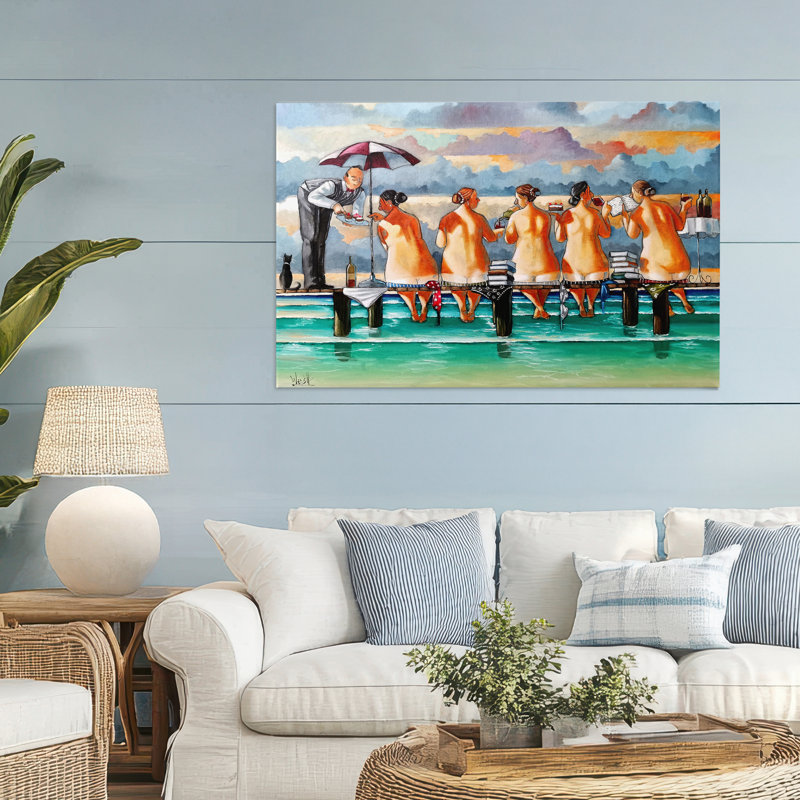 Toile The Book Club Beachgoers, design par Ronald West, H 30 po x l 45 po