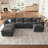 U Shape Sectional Sofa With Ottoman, Modular Sectional Couches For Living  Room, Dark Gray-1858475772
