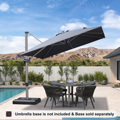 Parasol carré gris en aluminium décalé en porte-à-faux 9 pi avec rotation à 360 ° Rishal