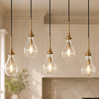 Lustre linéaire moderne à 5 lumières avec îlot de cuisine Hooman