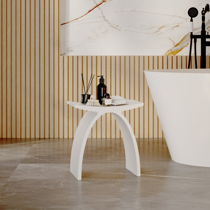 Casainc Riverside Freestanding Solid Surface Bathroom Shower Stool Shower Bench Shower Chair