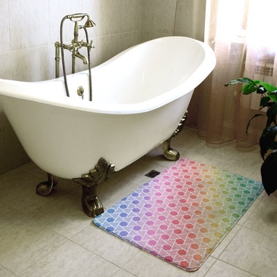 Tapis de bain géométrique anti-dérapant en forme d’hexagones et de triangles Rainbow