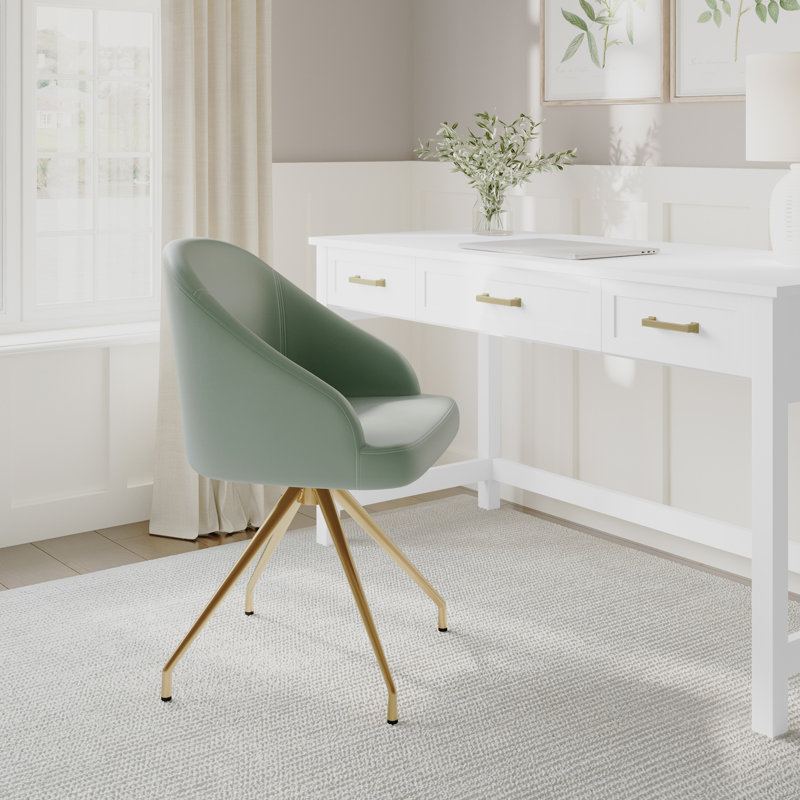 Chaise de bureau Martha Stewart Sora, Laiton poli, Sauge