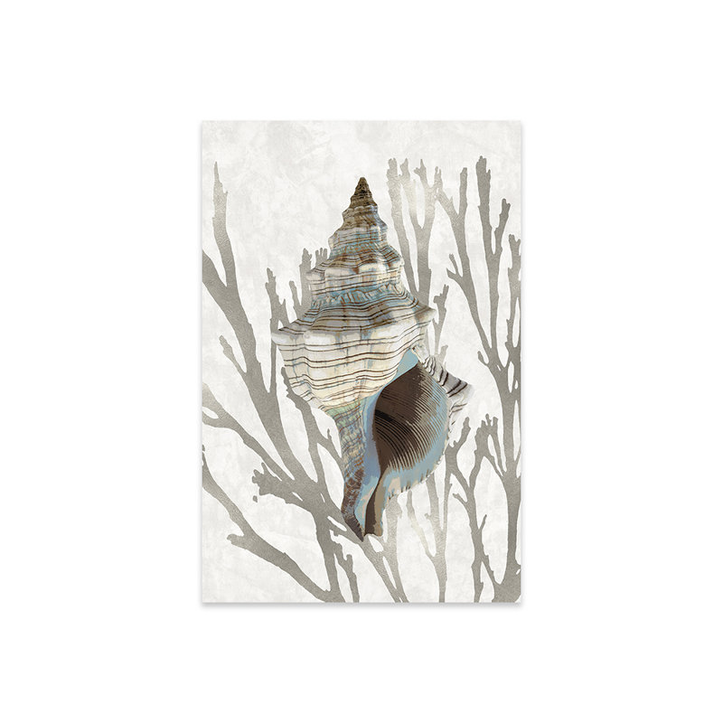 Coquillage corail argenté III, impression sur verre acrylique, H 24 po x l 16 po x P 0,25 po