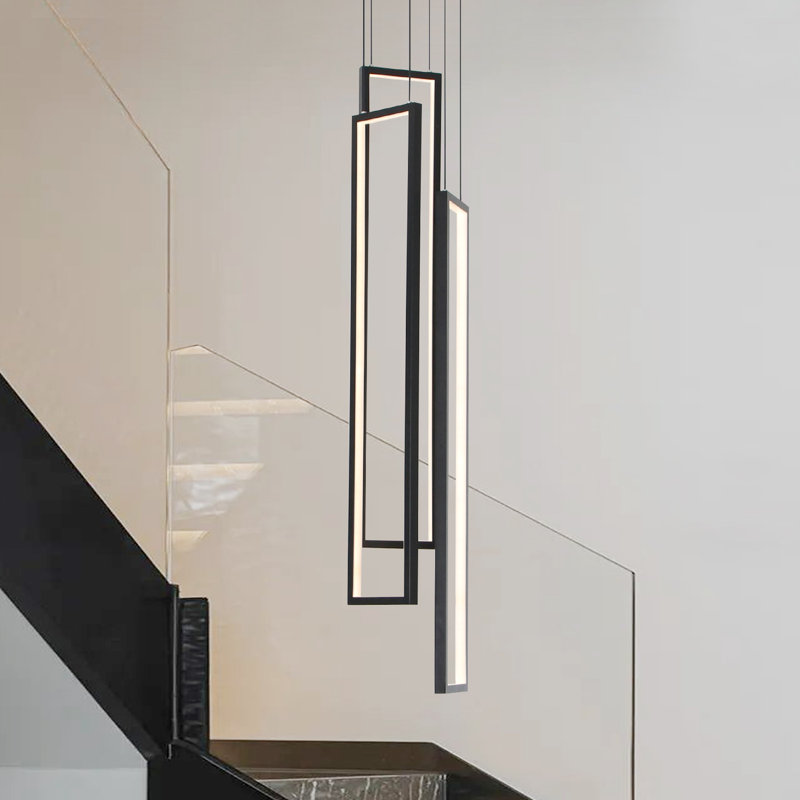 1 - Light Unique Rectangle LED Pendant, Black