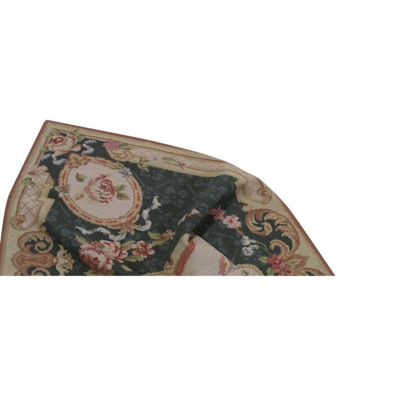 Hand-Knotted High-Quality Black and Pink Runner