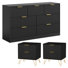 Ensemble de commode et table de chevet 3 pièces pour chambre à coucher, commode cannelée 7 tiroirs de 55 po