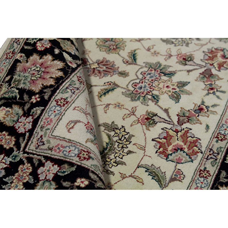 Hand-Knotted High-Quality Ivory Area Rug