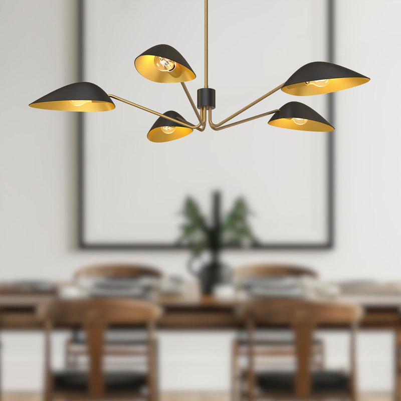 Raelle 5 - Light Unique/Statement Pendant, Aged Gold/Matte Black