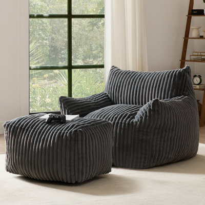 Bean Bag Chair with Ottoman , Comfy Memory Foam Large Lazy Sofa