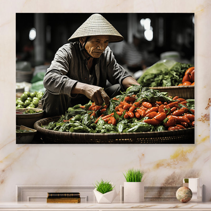 Farmers in Vietnamese Farmers Market II - impression sans cadre sur métal, H 24 po x l 32 po x P 1 po