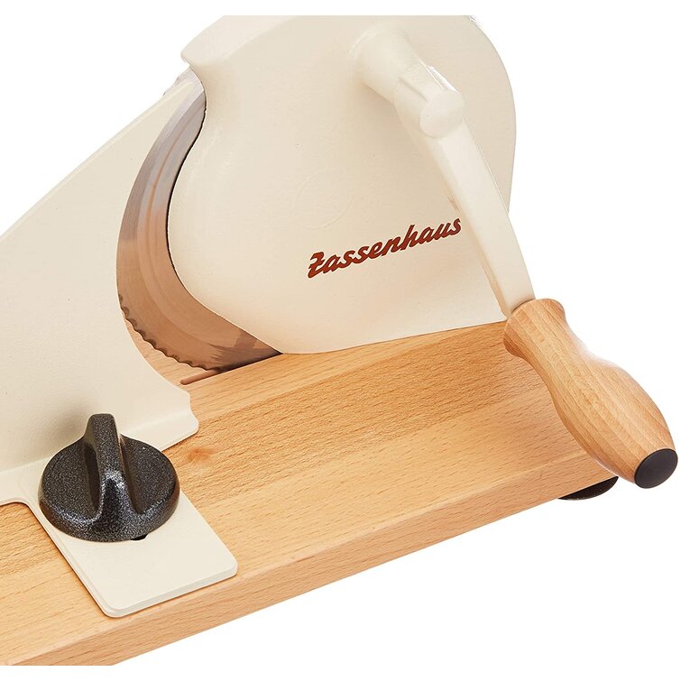 Zassenhaus Manual Bread Slicer, Classic Hand Crank Home Bread Slicer (Red)