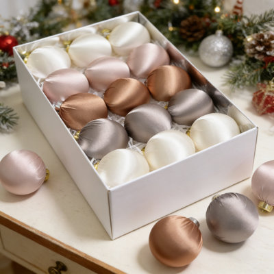 15 pièces de luxe ornements de Noël en satin - 3,15 pouces boules suspendues en soie, babioles élégantes incassables pour arbre de Noël, vacances d'hiver, mariage, fête et décoration toute l'année