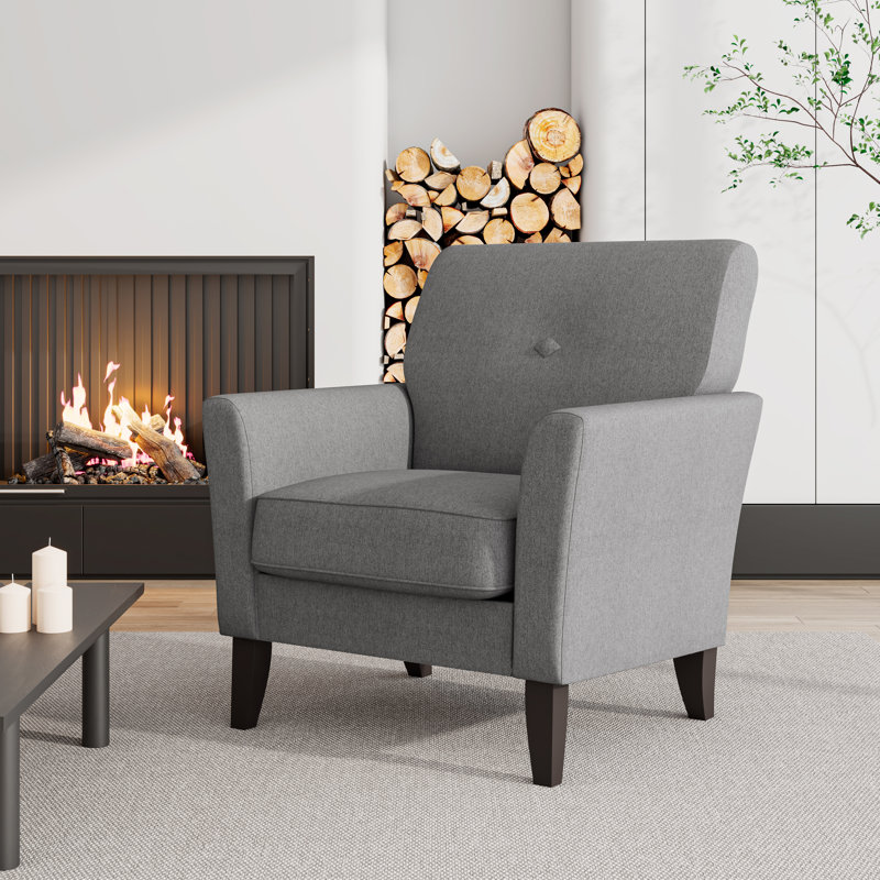 Chaise avec accoudoirs rembourrée Alex, Polyester gris