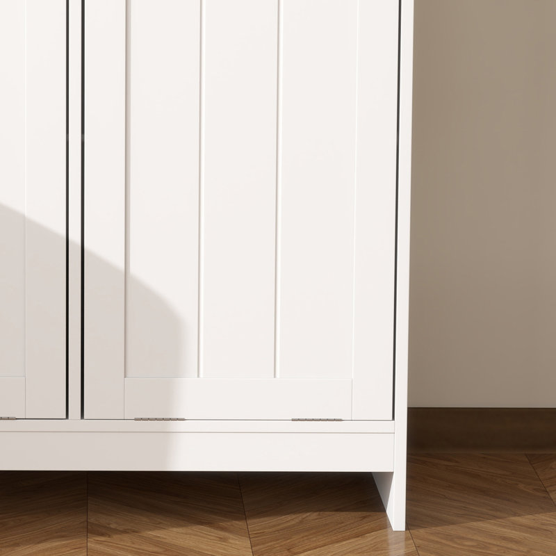 Dual Laundry Hamper Cabinet ,Wood Bathroom Laundry Hamper With Tilt-Out Design, White