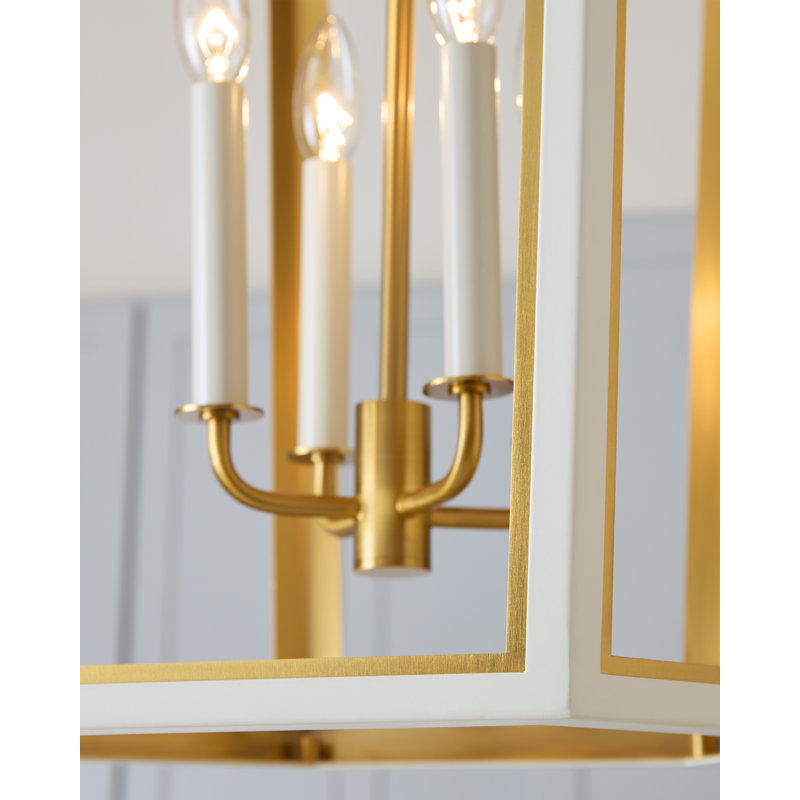 Curt 4 - Light Chandelier, Matte White/Burnished Brass