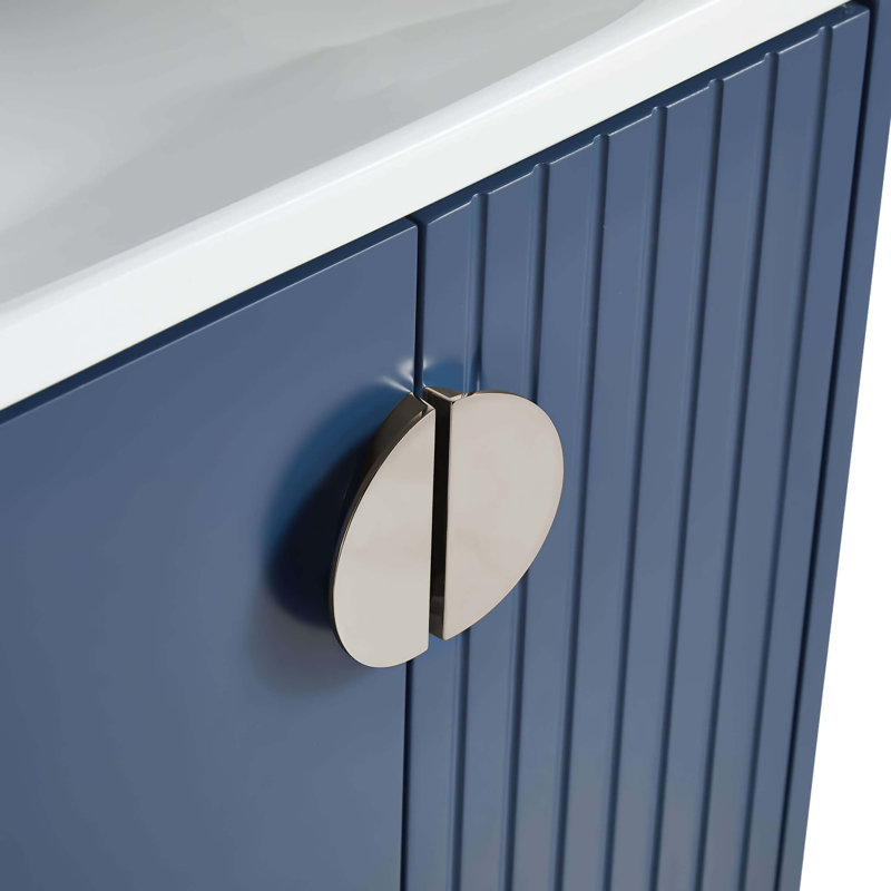 Ensemble de meuble-lavabo simple 24 po Saimah, Bleu marine, Nickel satiné