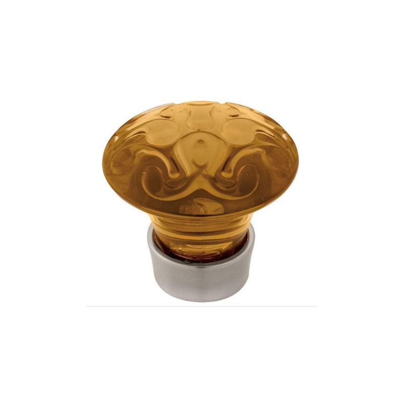(5 Pack) 1-1/2 inch Scroll Knob, Satin Nickel/Amber