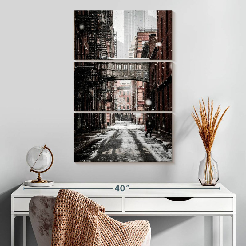 Hiver à New York, H 32 po x l 20 po