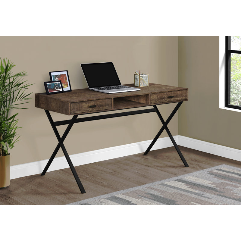 Bureau d'ordinateur, bureau personnel, ordinateur portable, tiroirs de rangement, L 48 po, stratifié de travail, métal, contemporain, moderne
