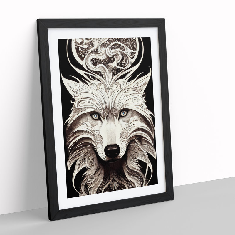 Wolf Art Deco No.1 - Print, No Matte, 66cm H x 48cm W, Black Framed Paper