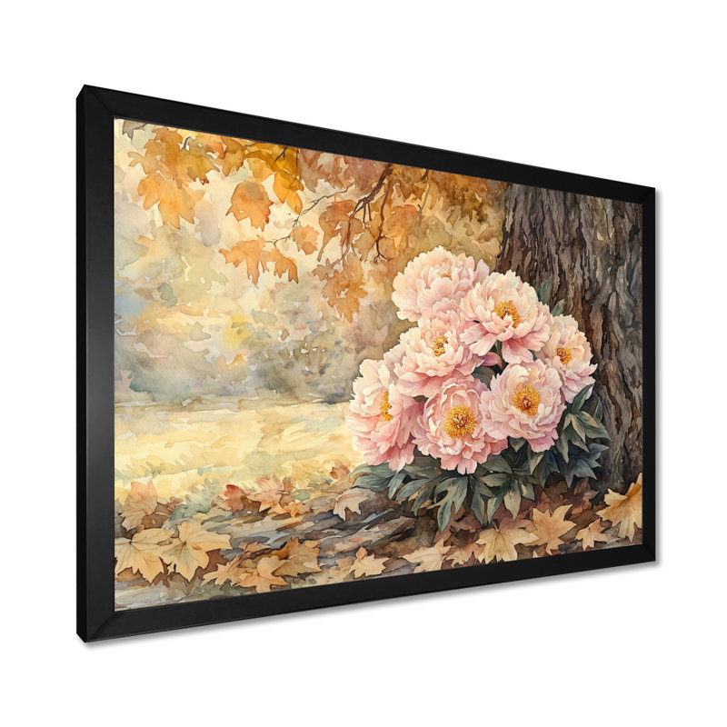 Pivoines par le chêne III - Pivoines, impressions sur toile, H 30 po x l 40 po, Reproduction d'une seule photo avec cadre