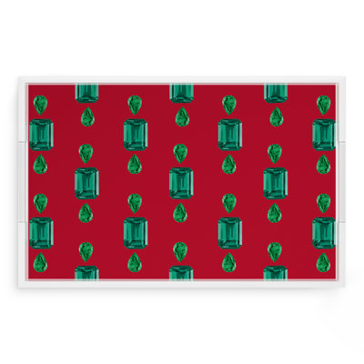 Gem Emeralds Red Acrylic Rectangle Decorative Tray