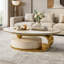 Fully Assembled Oversize 51" Modern Oval Coffee Table with Storage Drawer, White Sintered Stone Top & Gold Stainless Steel Base