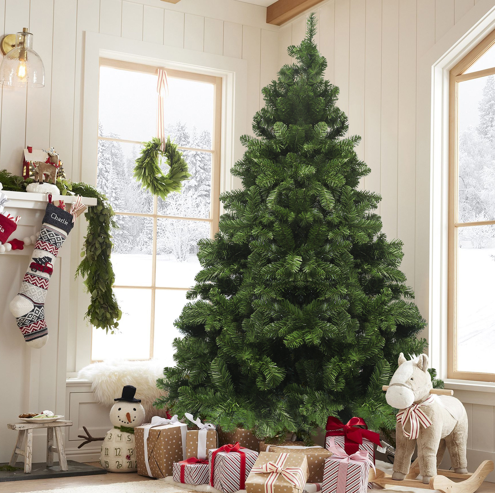 The Holiday Aisle® Unlit Green Hinged Artificial Fir Christmas Tree