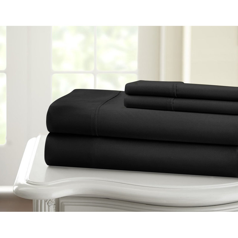Ensemble de draps Neesa 1200, Noir, Ensemble de draps pour lit simple TG + un drap-hou