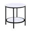 Table de bout en faux marbre avec plateau de rangement noir et rond inférieur