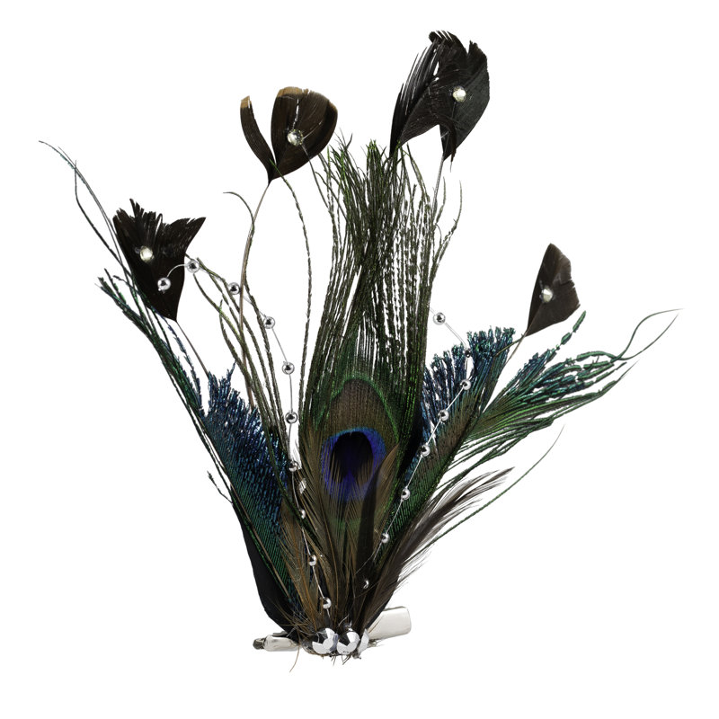 Peacock Ocelli Feather Clip-On Christmas Ornament -6"
