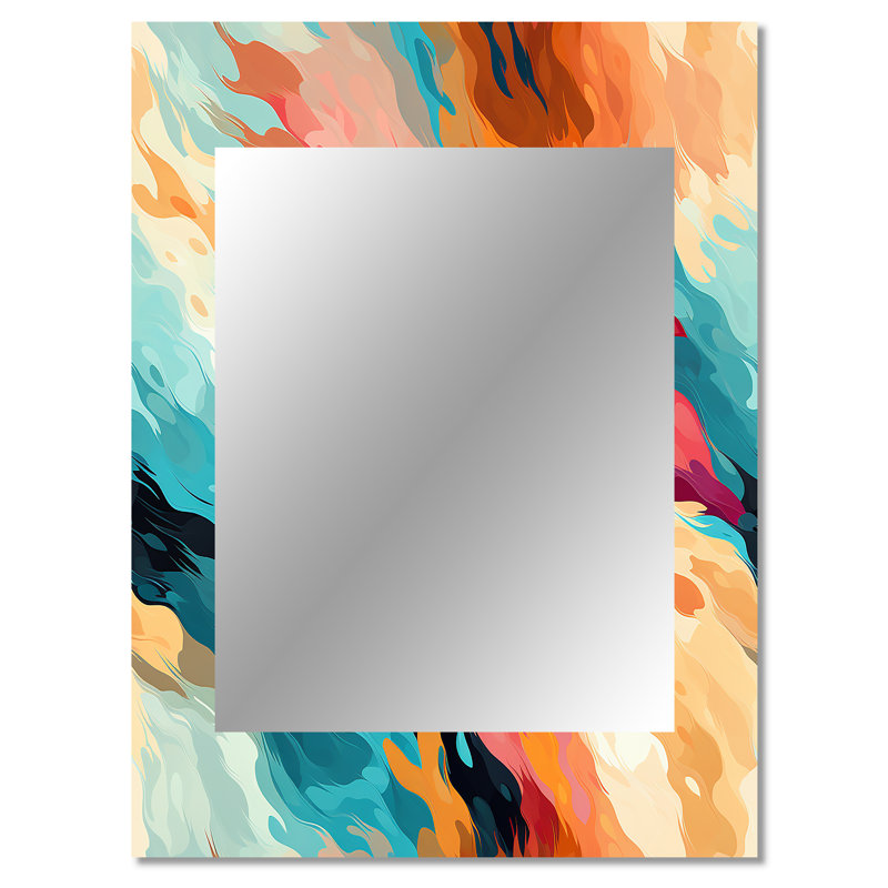 Multicolore Feather Fury - miroir mural décoratif abstrait, grand miroir moderne, impression d'art en métal, 40 po x 30 po