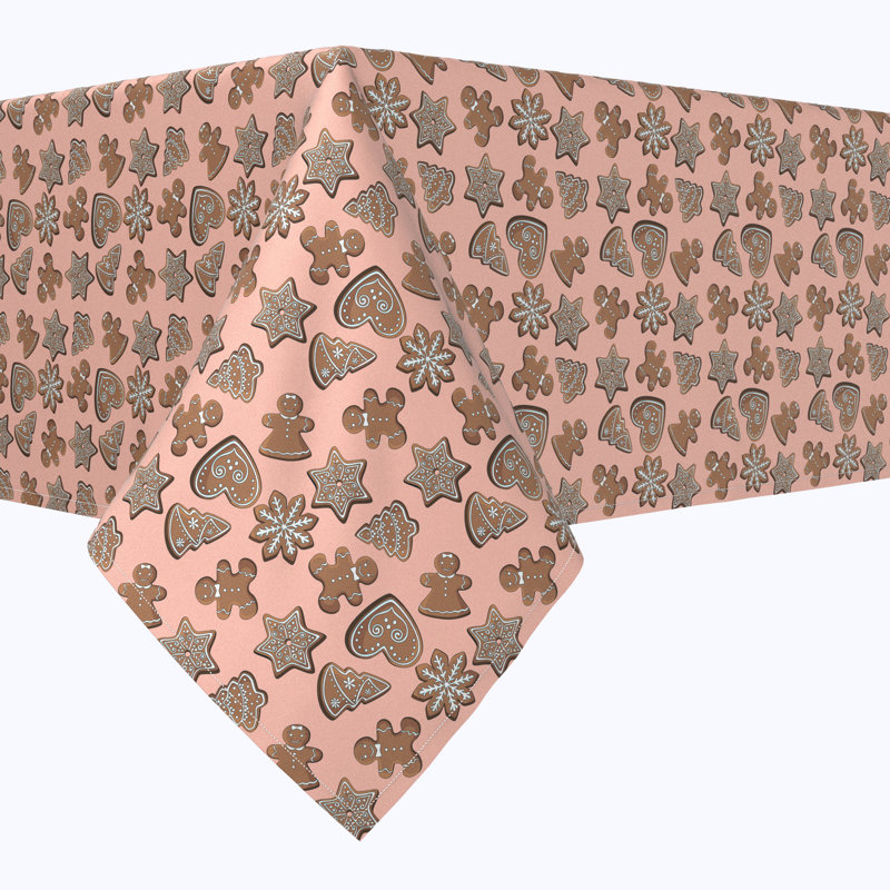 Geometric Christmas Tablecloth, 104" L x 60" W, Christmas Gingerbread Cookies