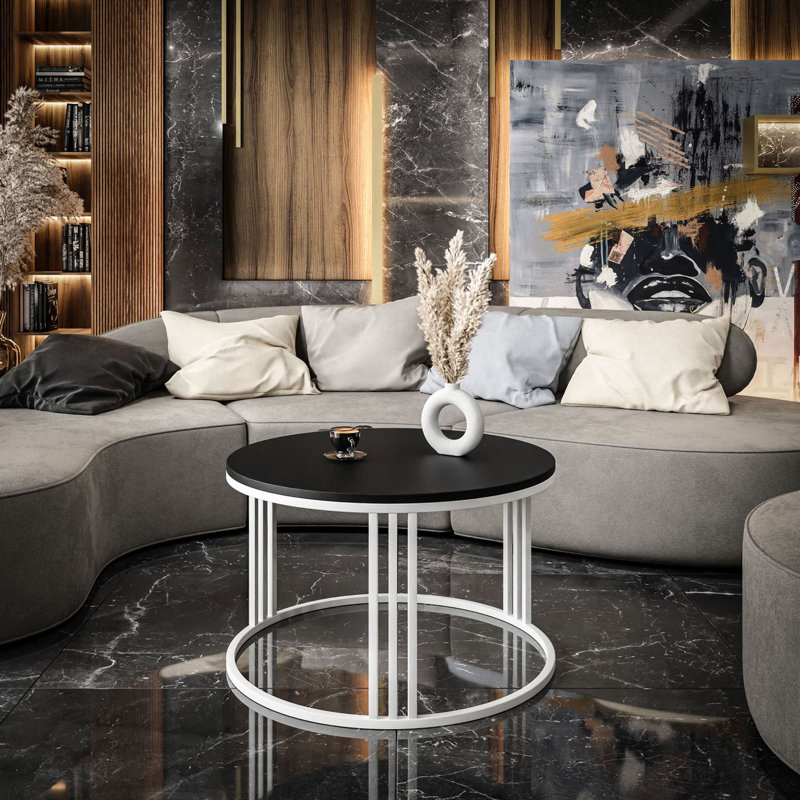Terrio Frame Coffee Table, Black Matt, White