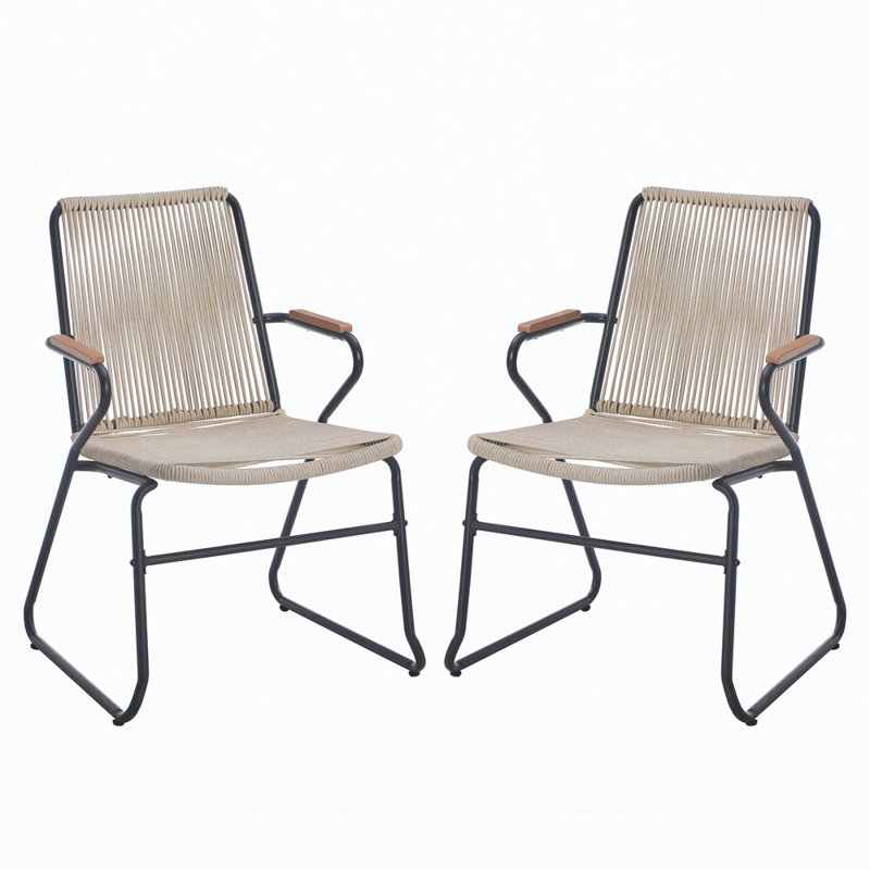 Ensemble de 2 tabourets de bar d'extérieur, Brun clair, Petit tabouret (siège d'une hauteur de 17 po)