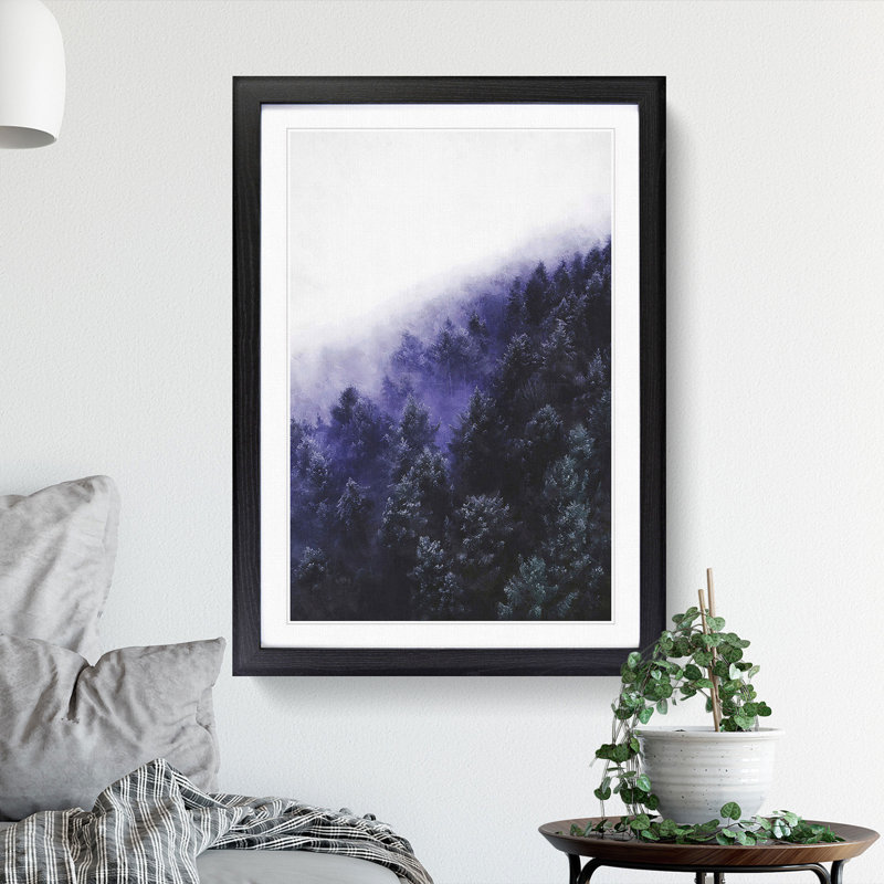 Forest Fog in Germany - Picture Frame Painting Print, 45cm H x 33cm W x 2cm D, Black Framed