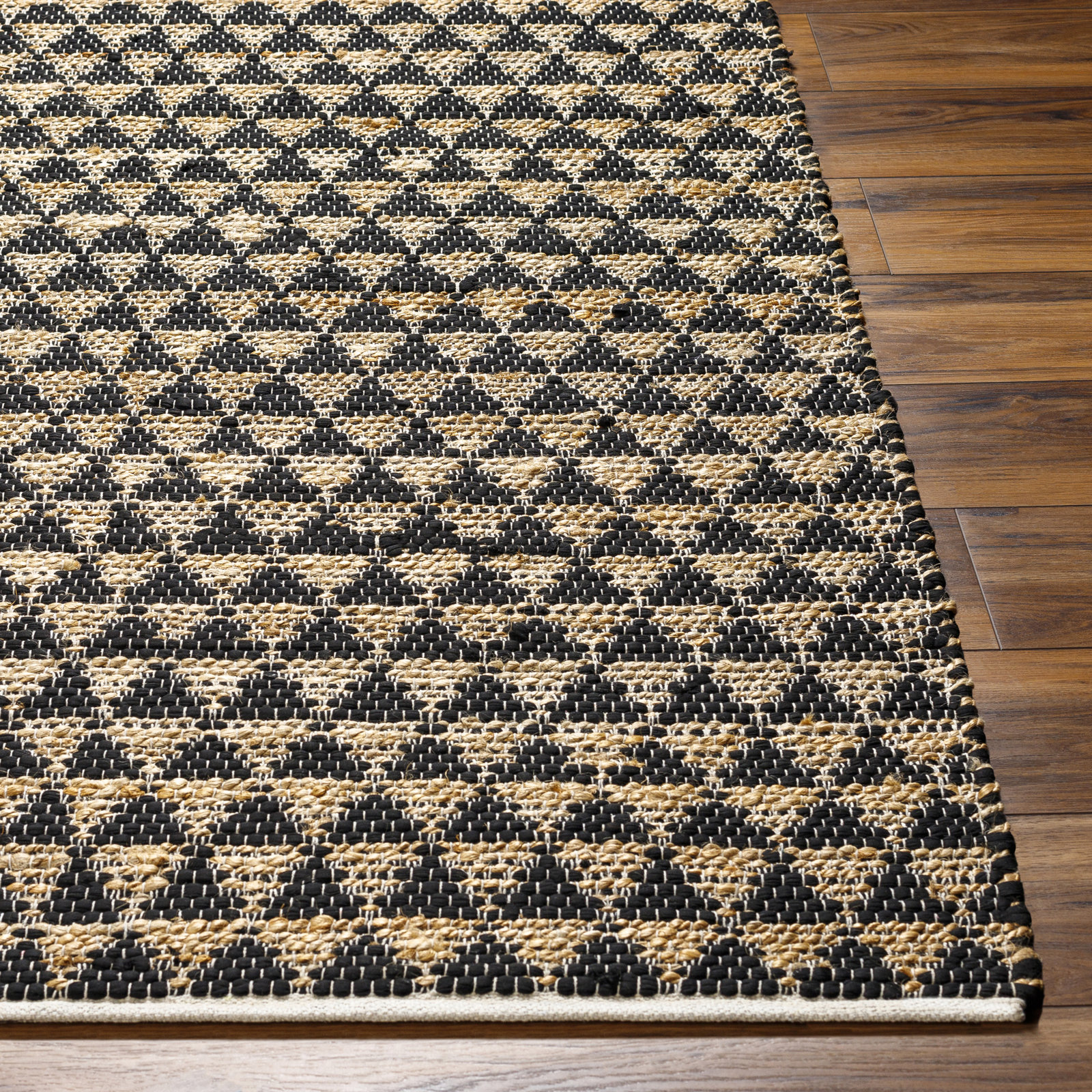 Addy Handmade Black, Brown Rug, Runner 2'6" x 8'