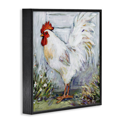 Rooster in Flower Garden Framed Giclee Art, design by Susan Winget