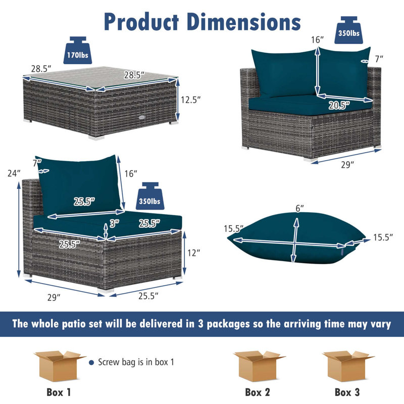  Ensemble de canapé modulaire avec coussins 7 pièces