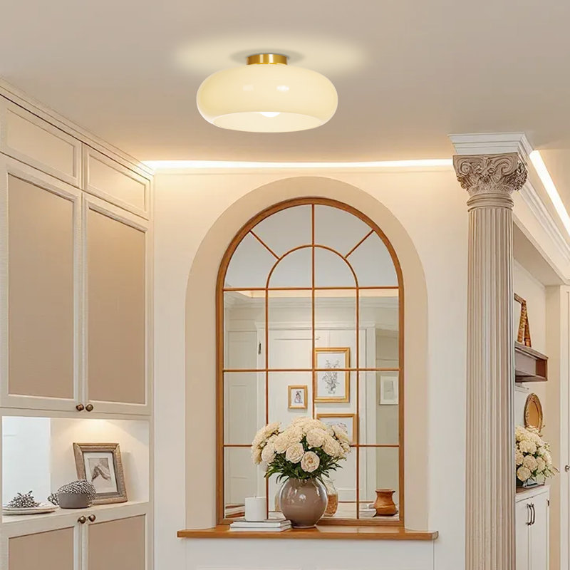 Modern Glass Flush Mount Ceiling Light for Entrance Hall, 5.31" H x 15.75" W x 15.75" D