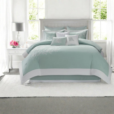 Ensembles de literie surdimensionnés en coton turquoise, édredon jacquard avec broderie, idéal pour la décoration intérieure